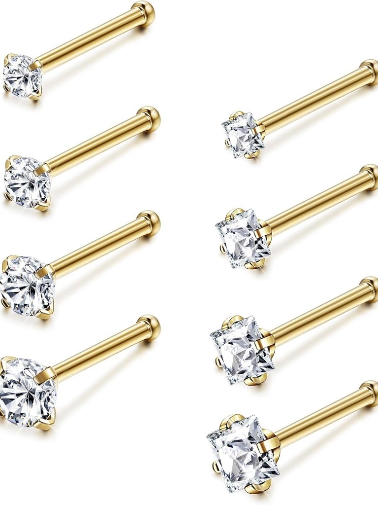Hypoallergenic Nose Rings 18g 20g Surgical Stainless Steel Nose Rings Studs Cubi
